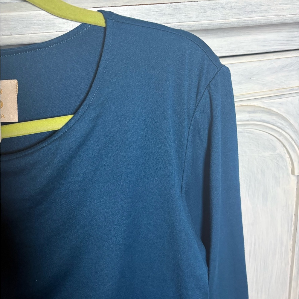 S By Serena Teal Bodycon Ruched‎ Dress Flattering Cocktail Elegant Classic - Picture 6 of 8